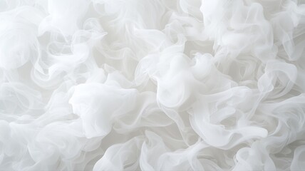 Abstract white smoke or fog texture on a light background, creating a dreamy and ethereal atmosphere.