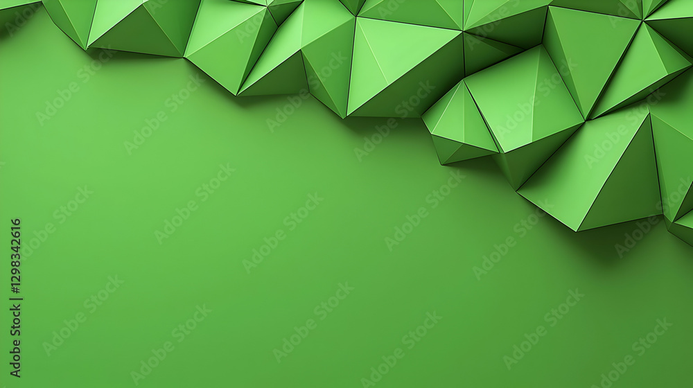 Poster geometric paper triangles create abstract green surface pattern background