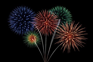 fireworks are lit up in the dark with a black background
