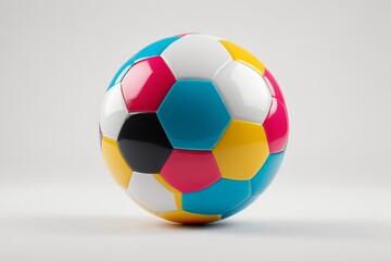 Obraz premium brightly colored soccer ball on a white surface with a shadow