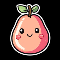 Charming and Adorable Pear with Rosy Cheeks in Cute Kawaii Style Perfect for Illustrations Designs and Fun Art Projects Featuring Playful and Whimsical Fruit Characters