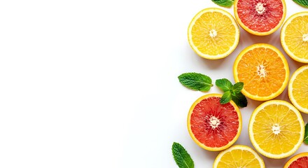 Citrus Fruits Frame on White Background
