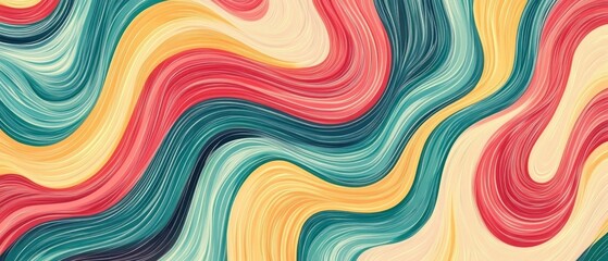 Fototapeta premium Abstract Colorful Swirling Pattern with Yellow, Red, and Teal Hues