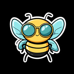 Cheerful Kawaii Bee with Tiny Sunglasses Adorable and Playful Insect Character Perfect for Cute Illustrations Fun Designs and Whimsical Art Projects for All Ages