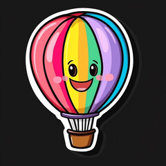 Fototapeta premium Cheerful Hot Air Balloon with a Smiling Face Cartoon Design Perfect for Kids' Parties Fun Events and Whimsical Illustrations Bringing Joy and Adventure to Every Occasion