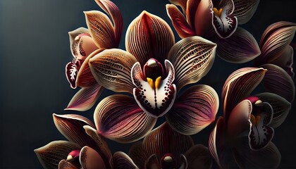 Naklejka na ściany i meble close up illustration of a brown beautiful orchid