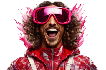 Man with Funny Sunglasses Isolated on Transparent Background