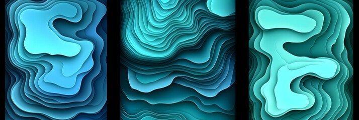 Obraz premium Abstract 3D Background Teal Wave Layers