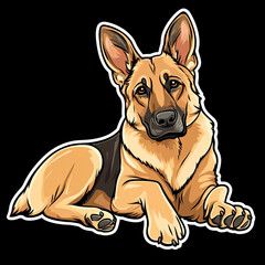 Obraz premium Playful German Shepherd Dog Cartoon Pawing At The Ground Whimsical Illustration of a Happy Canine Engaging in Fun Outdoor Activities Perfect for Pet Lovers and Dog Enthusiasts