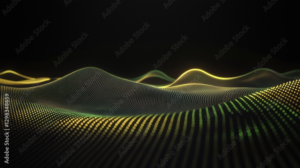 Poster a digital illustration of a wave-like pattern with a gradient of colors.