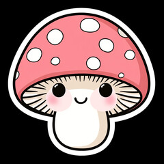 Obraz premium Adorable Happy Mushroom Character with Rosy Cheeks in Anime Style Cute and Whimsical Design Perfect for Illustrations Children's Books and Fun Art Projects