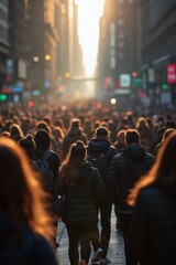 smartphones in hands, people using smartphones on busy city street of metropolis