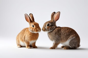Obraz premium there are two rabbits standing next to each other on a white surface