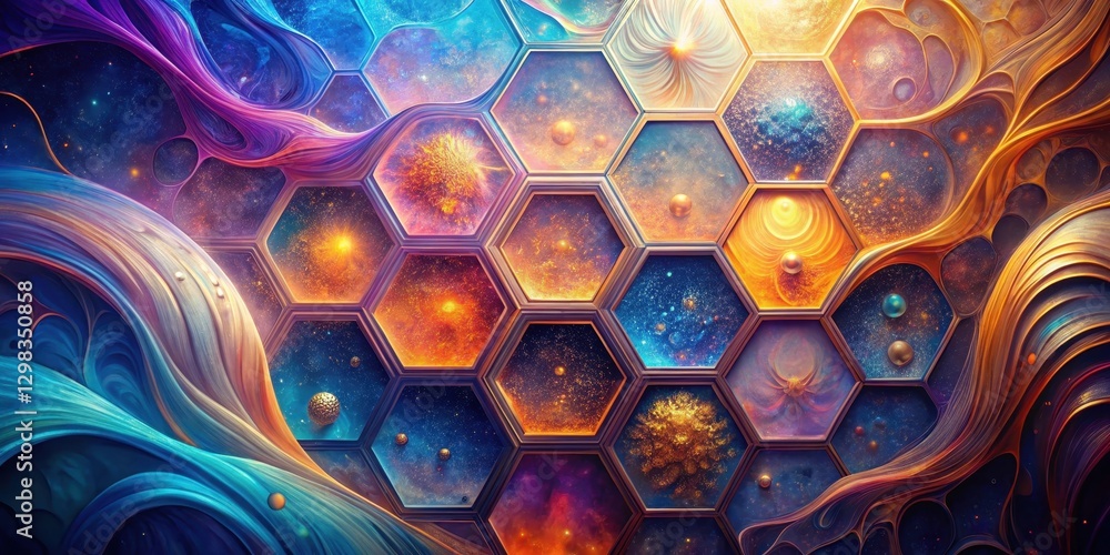 Wall mural cosmic honeycomb a symphony of celestial wonders within a geometric framework of infinite possibilit