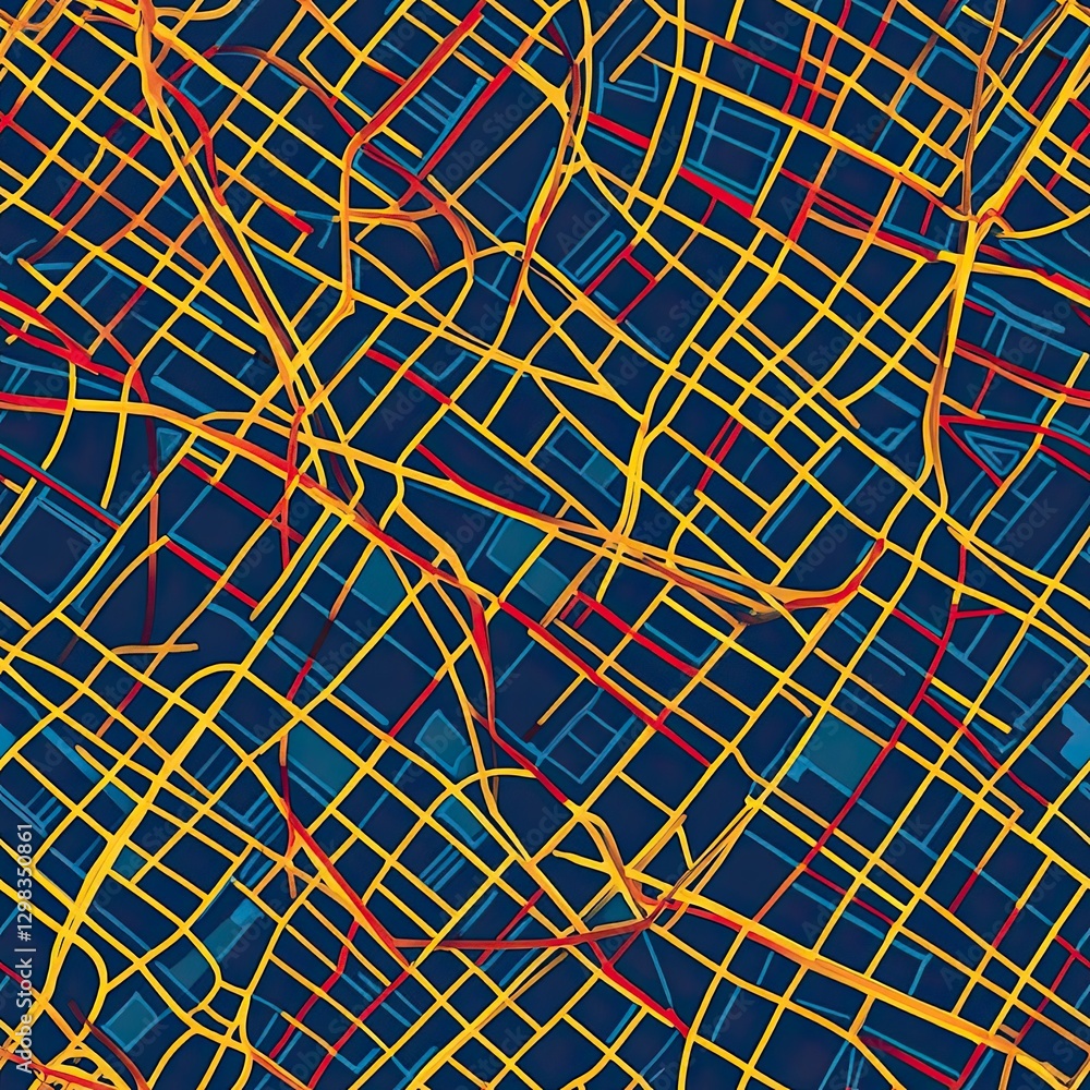 Poster urban landscape roadmap intersecting grids seamless pattern design for city planning projects