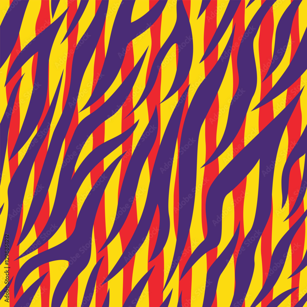 Poster zebra pattern flow over a vibrant neon red geometric background, creating a dynamic and energetic ab