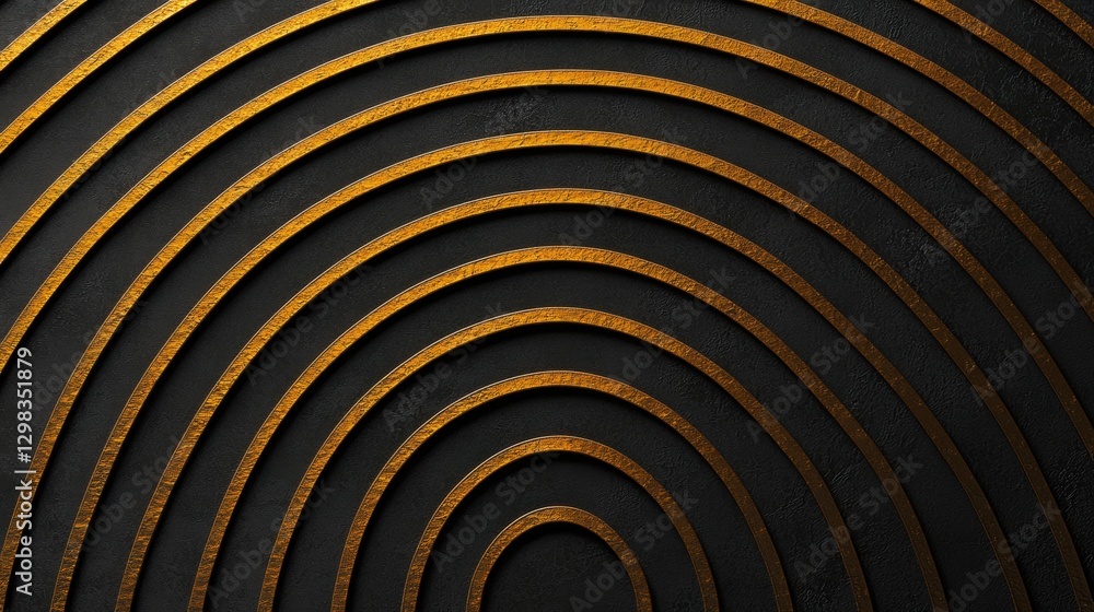 Poster a black background with gold lines forming a circular pattern.