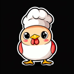 Silly Chicken in Chef Hat Anime Style Cartoon - Whimsical and Fun Character Design Perfect for Kids' Illustrations Food Themes and Playful Art Projects Featuring a Comical Fowl