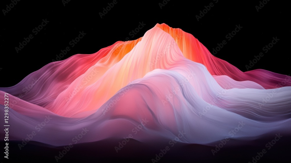 Poster a digital illustration of a mountain range with a gradient color scheme.