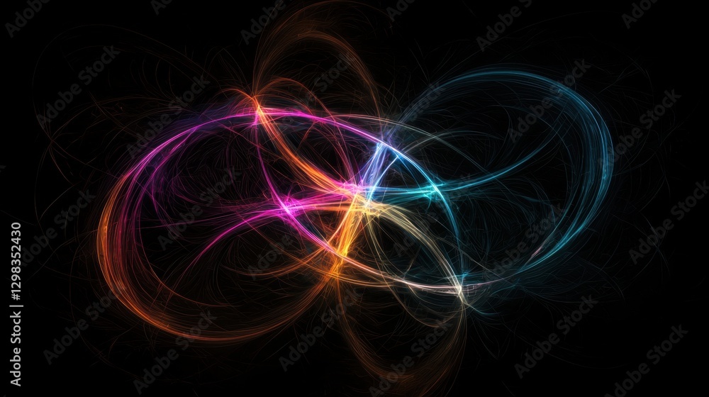 Aufkleber a digital illustration of a complex, abstract design composed of swirling lines and shapes in variou