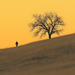 Lone Walker, Sunset Hill, Prairie