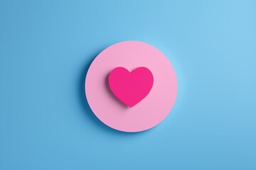 a close up of a pink heart on a blue background
