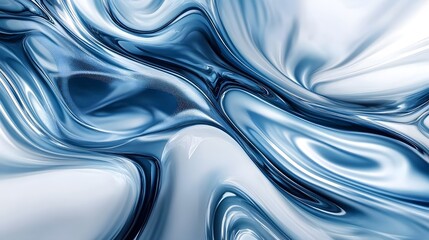 Obraz premium Fluid blue and white abstract forms with reflective glossy surfaces
