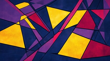 Abstract Geometric Artwork: Vibrant Hues and Interlocking Shapes