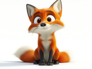 Obraz premium Playful cartoon fox digital art whimsical environment close-up