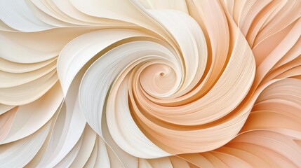 A spiral pattern of overlapping circles in various shades of peach and white.