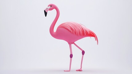 Obraz premium Elegant flamingo display studio 3d animation minimalist side view