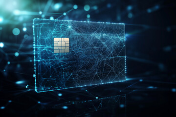 Futuristic Digital Credit Card with Cybersecurity Network