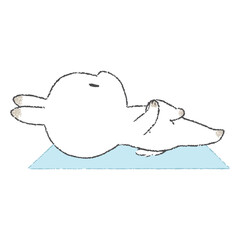 ヨガのポーズをするうさぎのキャラクターの手書きイラスト