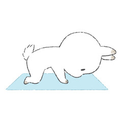 ヨガのポーズをするうさぎのキャラクターの手書きイラスト