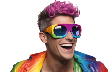 Man with Funny Sunglasses Isolated on Transparent Background