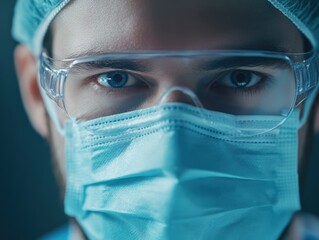 healthcare worker wearing a face mask and protective eyewear