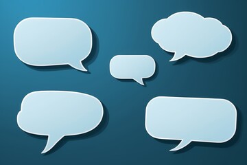 arafed set of four white speech bubbles on a blue background