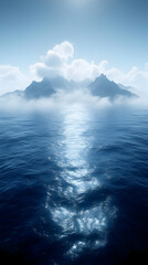 Fototapeta premium Misty Island Scene In Ocean