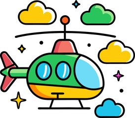 helicopter-doodle-childish-clipart-with-clouds