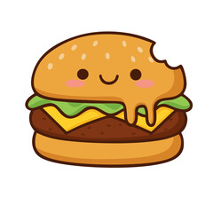 logo design burger with a smiling face
