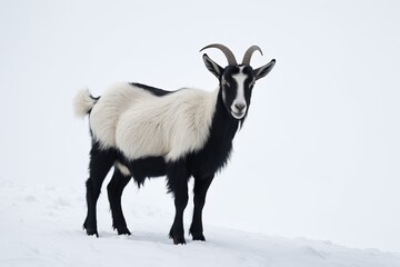 Obraz premium there is a goat standing in the snow on a hill