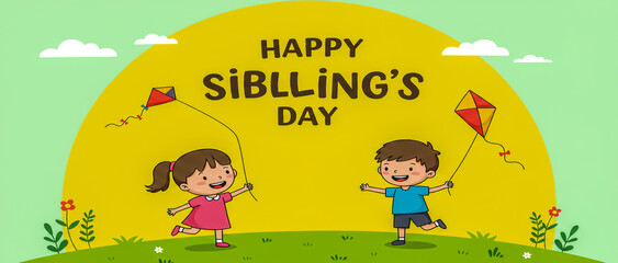 Fototapeta premium Cheerful Illustration Celebrating Joyful Sibling’s Day