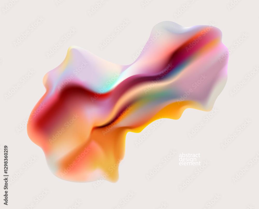 Poster fluid 3d object. colored liquid element on white background. vector geometric shape for poster and c