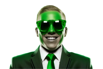 Man with Funny Sunglasses Isolated on Transparent Background
