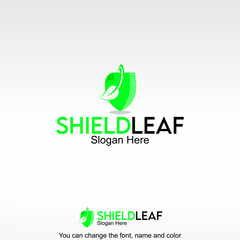 Shield Leaf. Logo Template Design Vector