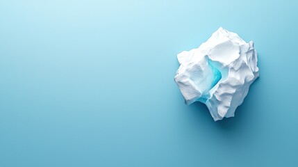 Science meteorology analysis concept. Crumbled paper on blue background with a hint of water.