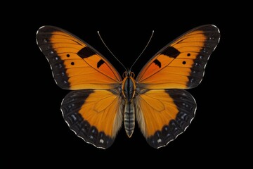 Obraz premium there is a butterfly that is orange and black with a black background