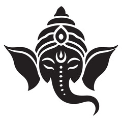 Ganesha Icon Silhouette Design Symbolizing Wisdom and Prosperity