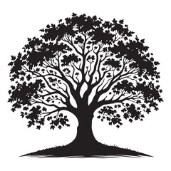 Obraz premium Lush Tree Silhouette Vector Graphic for Nature Based Designs