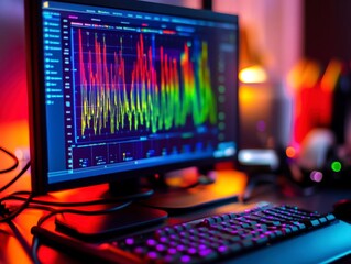 Vibrant Data Visualization on Computer Screen with Colorful Graphs